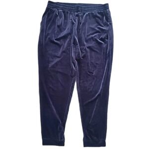 Halston Women's XXL Navy Blue Velour Velvet Elastic Waist Lounge‎ Pants